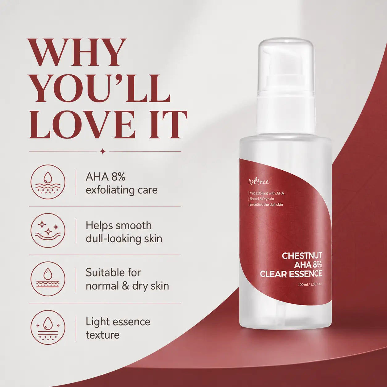 Isntree Chestnut AHA 8% Clear Essence 100ml