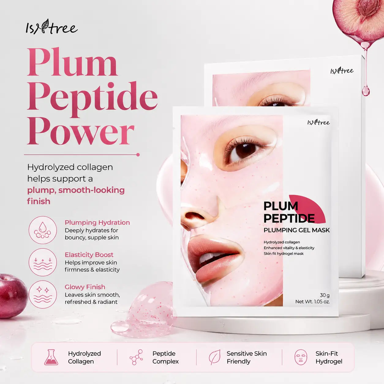 Isntree Plum Peptide Plumping Gel Mask x4 30g