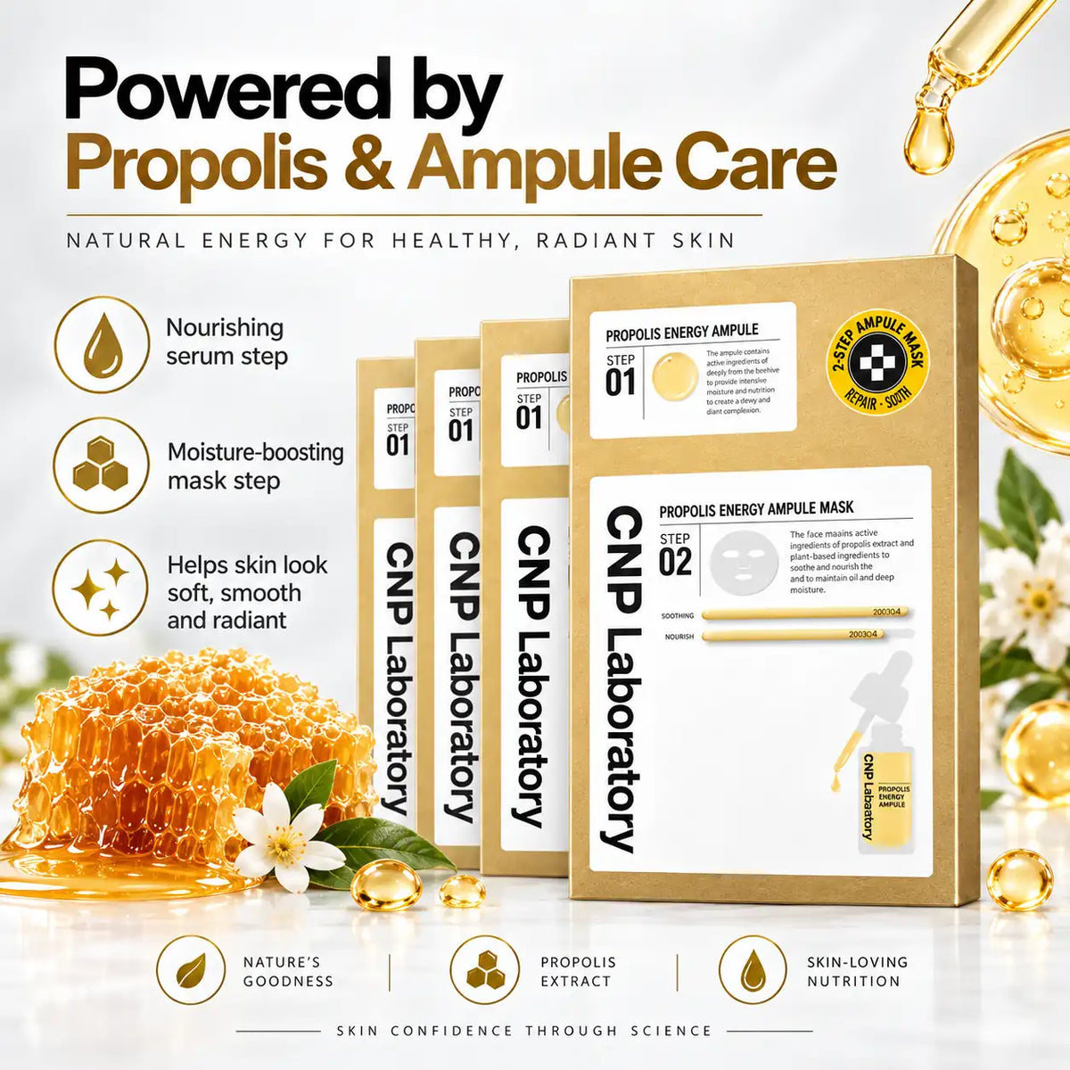CNP Laboratory 2 Step Propolis Energy Active Ampule Mask ( ) 5 Sheets