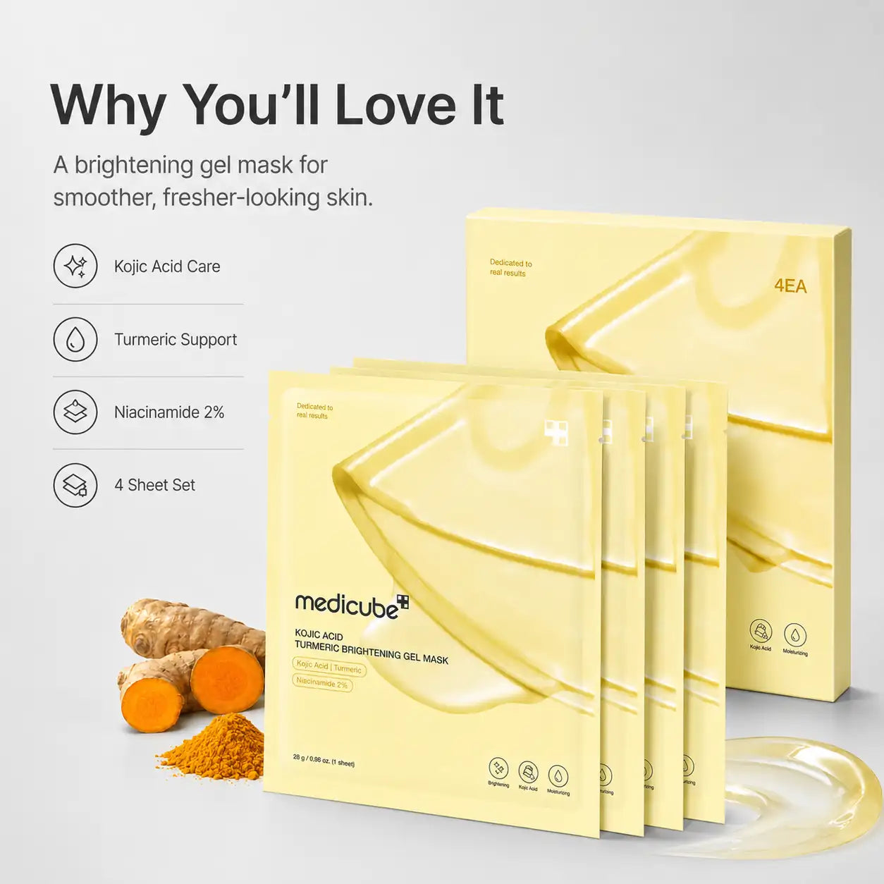 Medicube Kojic Acid Turmeric Brightening Gel Mask 4ea