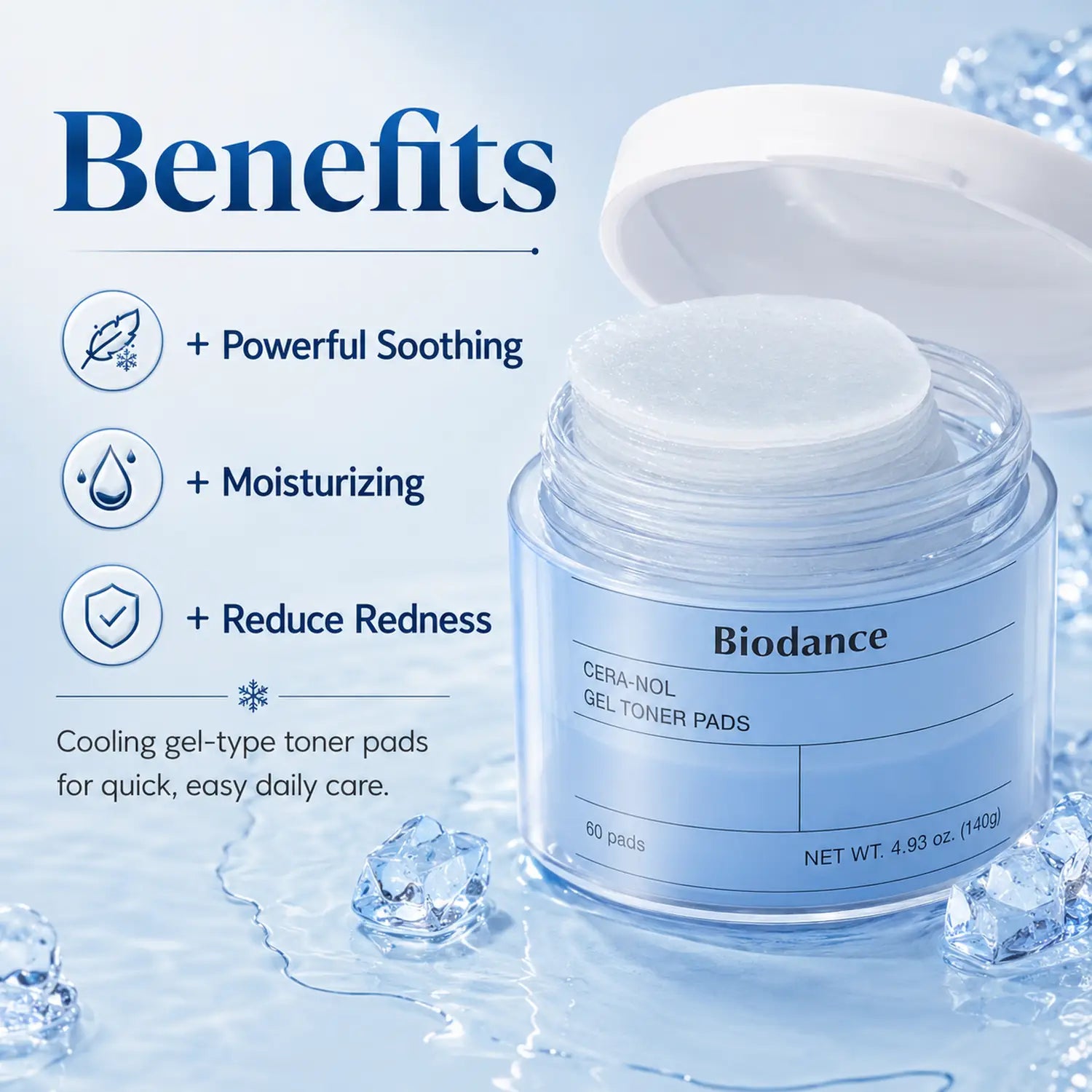 BIODANCE Cera Nol Gel Toner Pads 60 Pads