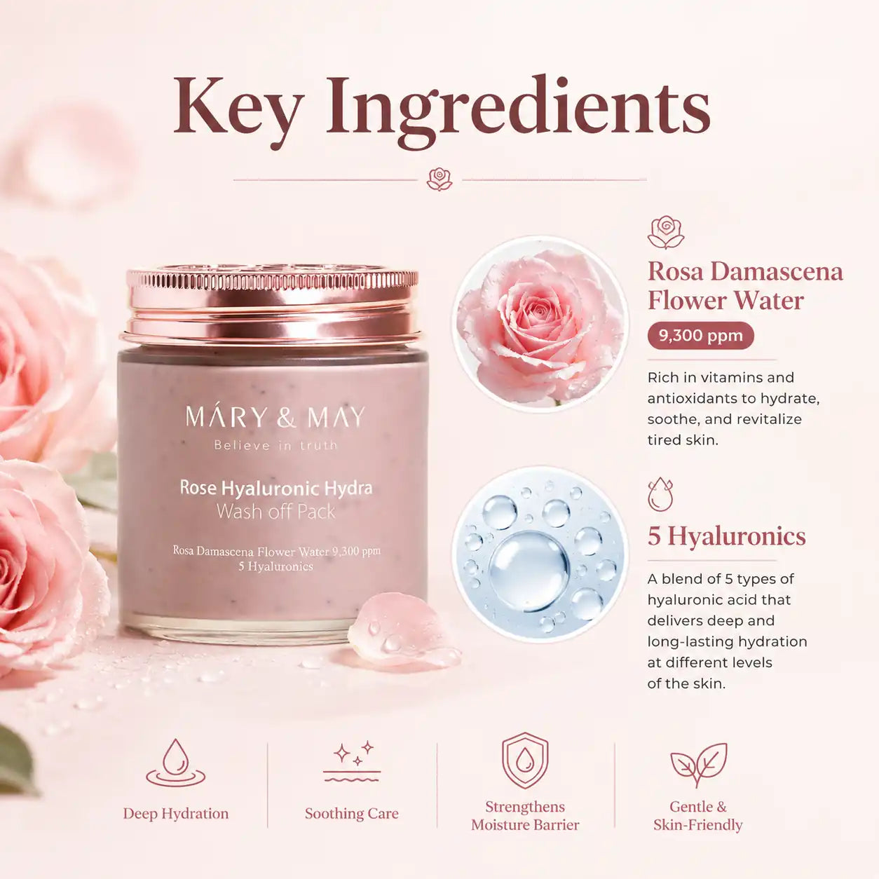 Mary&May Rose Hyaluronic Hydra Wash Off Pack 125g