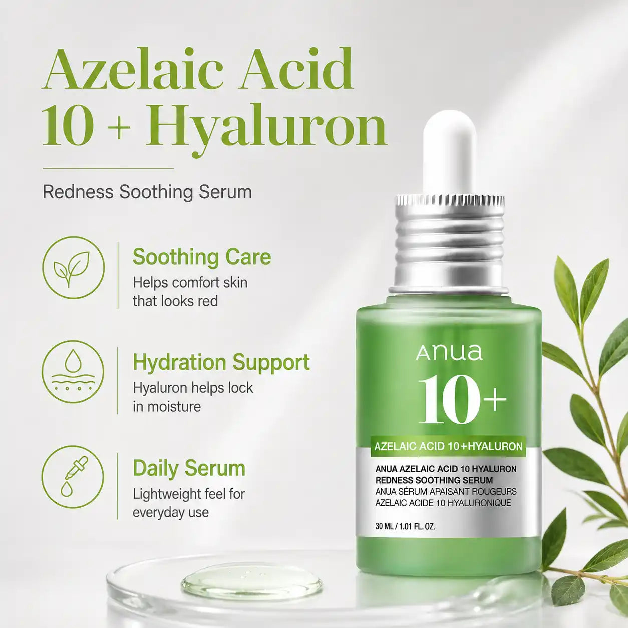 ANUA Azelaic Acid 10 Hyaluron Soothing Serum 30ml