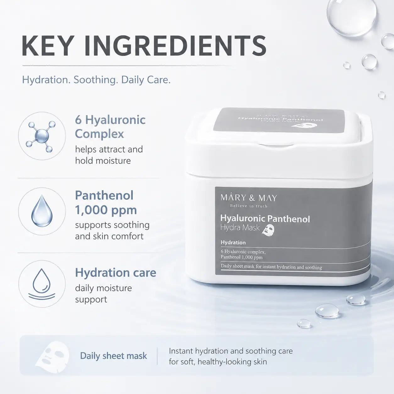 Mary&May Hyaluronic Panthenol Hydra Mask 400g 30EA 30EA 400g