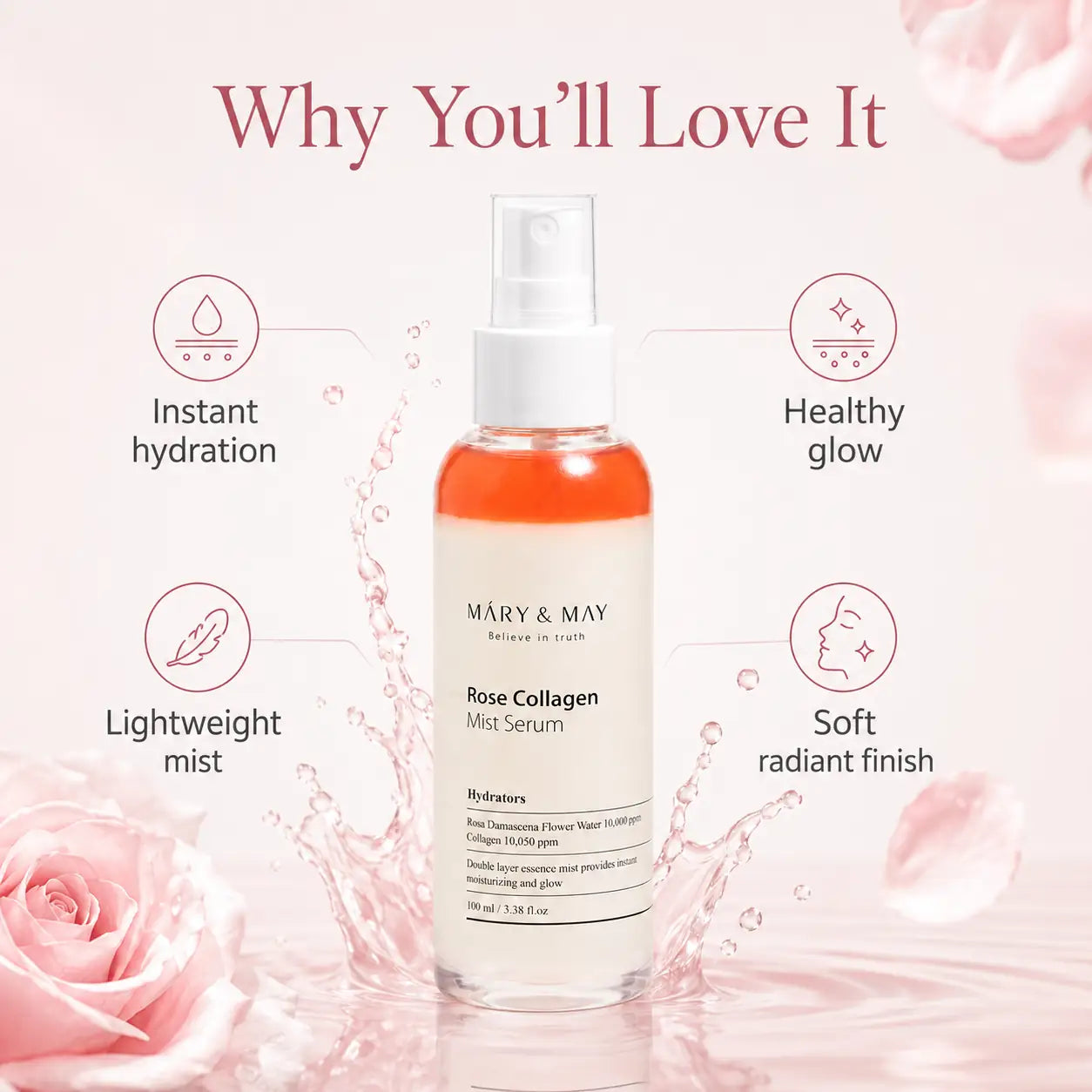 Mary&May Rose Collagen Mist Serum 100ml