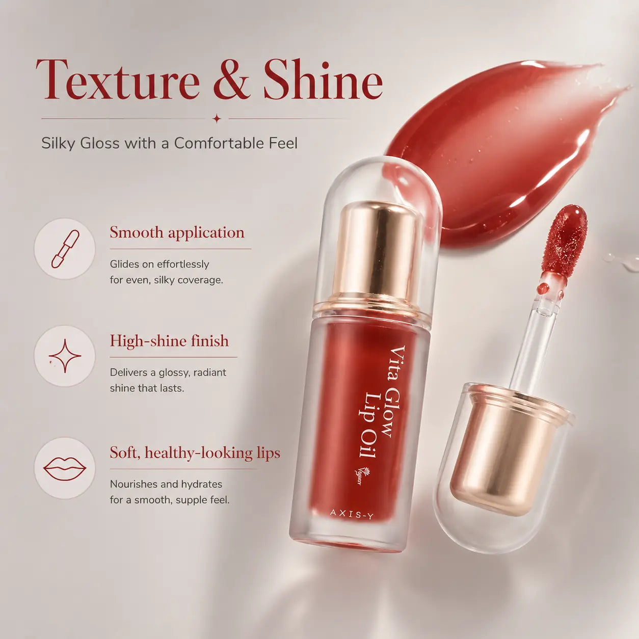 AXIS-Y Vegan Lip Oil for Glowing Lips 3 Colors 4.5g