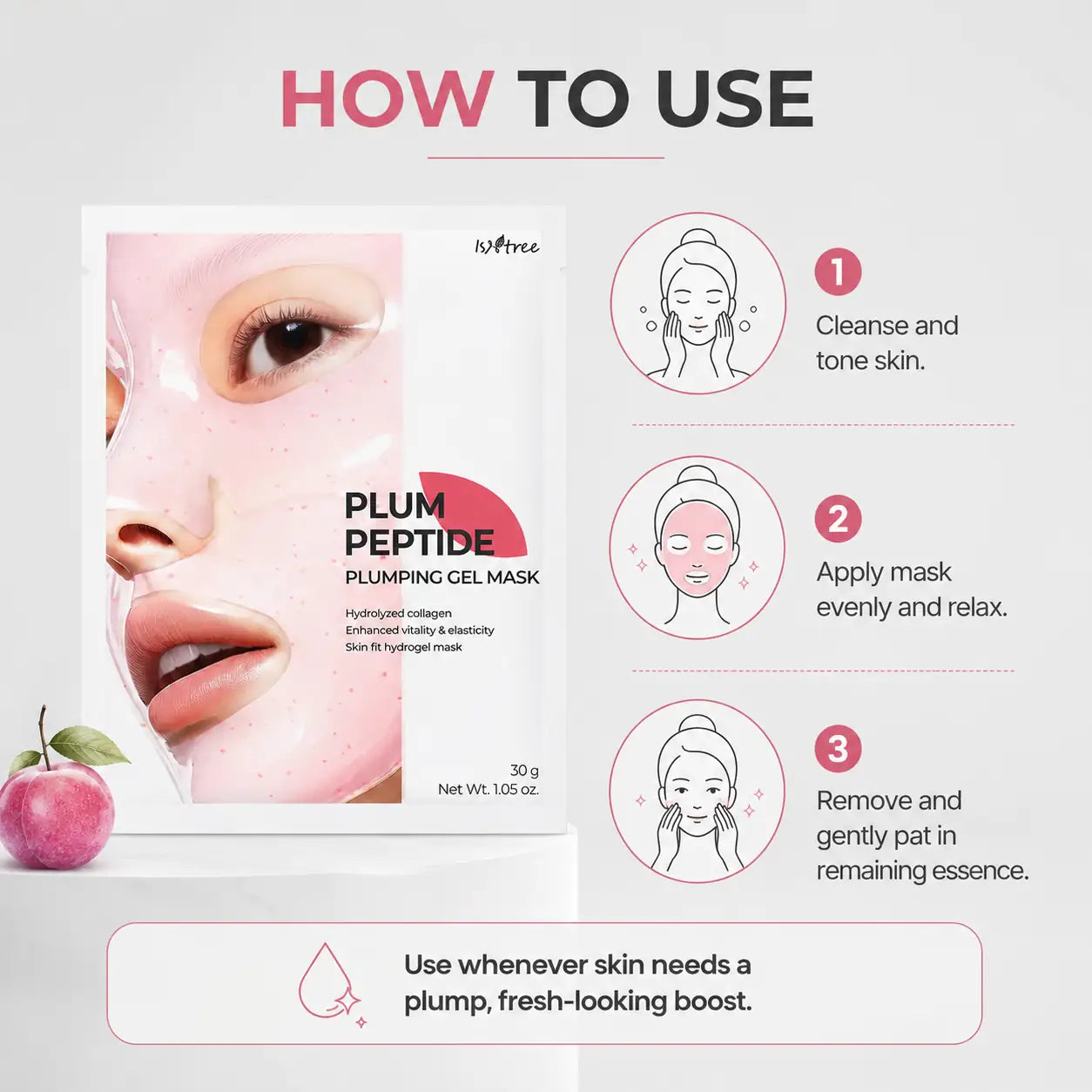 Isntree Plum Peptide Plumping Gel Mask 30g
