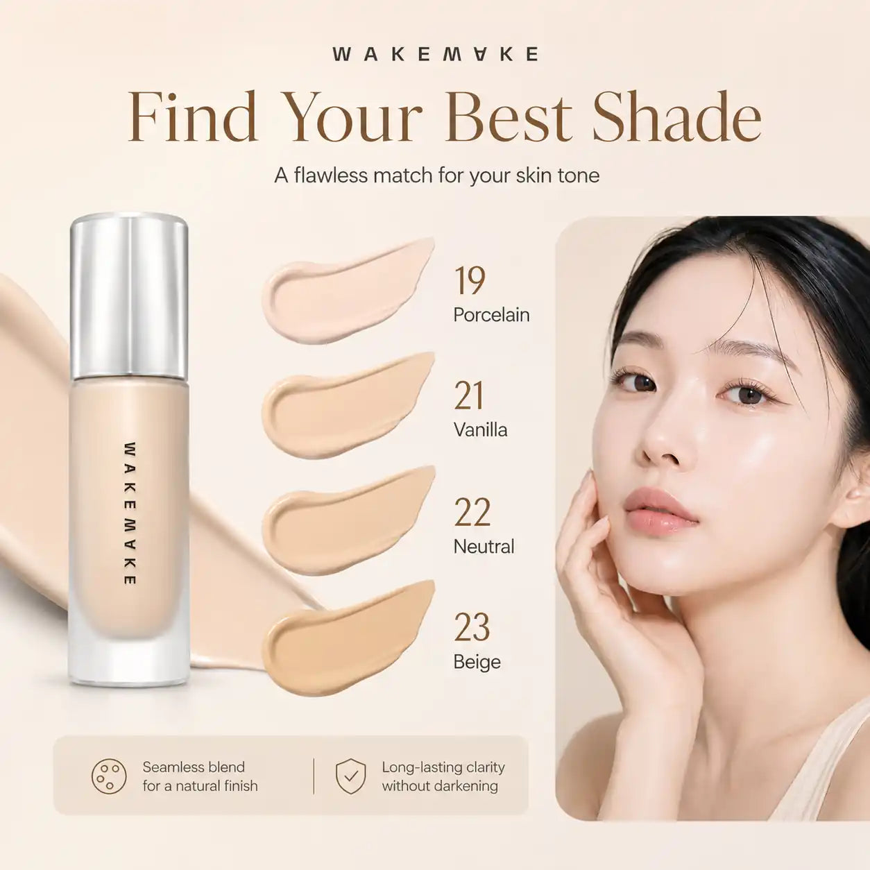 WAKEMAKE Water Velvet Cover Foundation 5 Colors 30ML 30ML 5 Colors