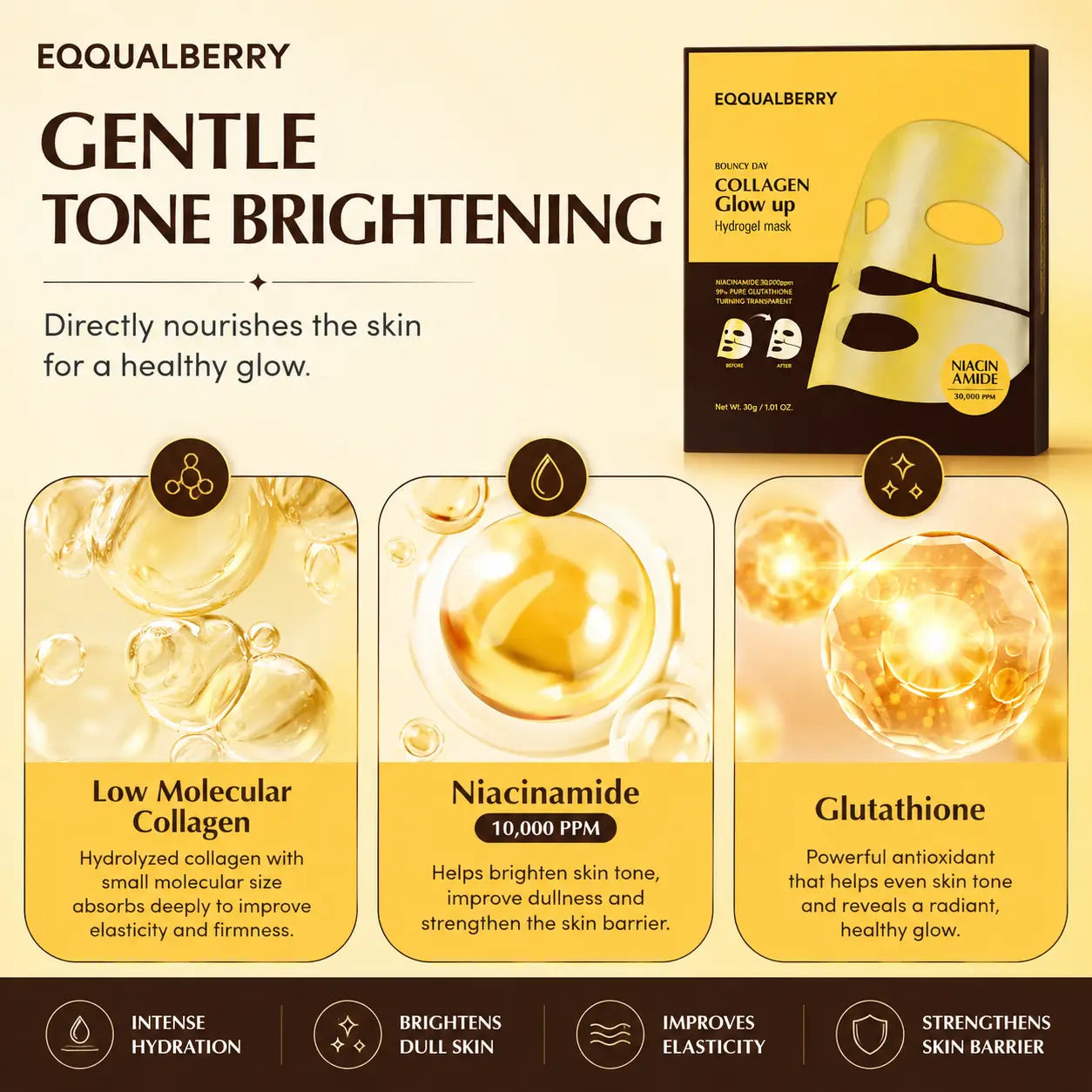 EQQUALBERRY Collagen Glow Up Hydrogel Mask 30g 1pc