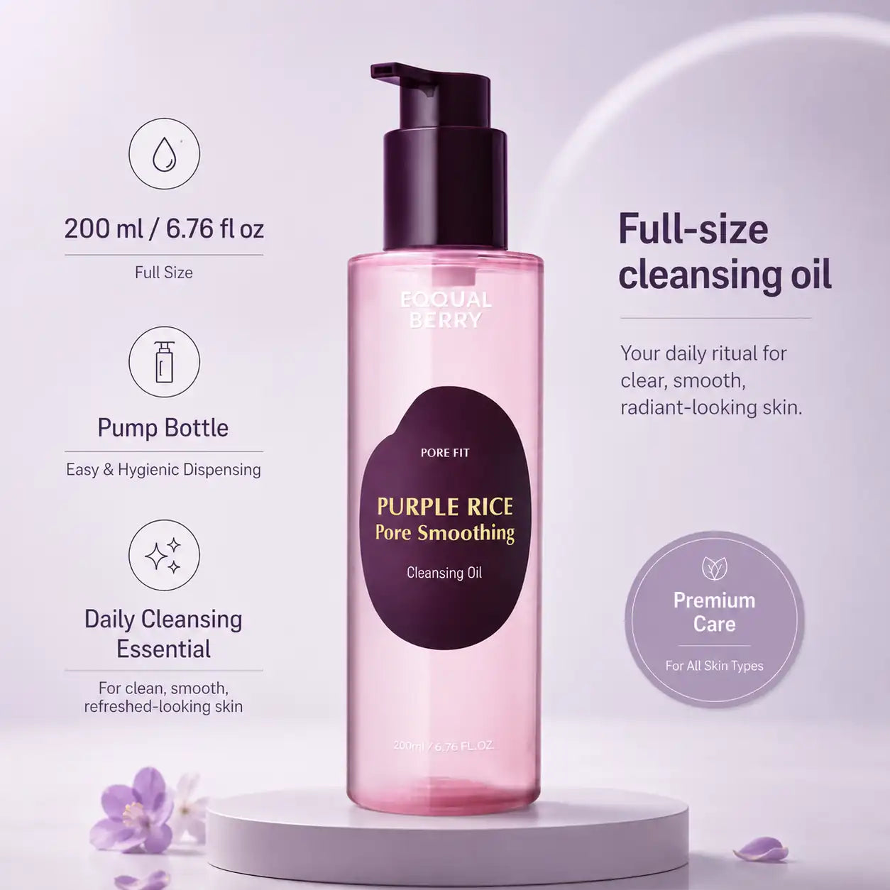 EQQUALBERRY Purple Rice Pore Smoothing Cleansing Oil 200ml