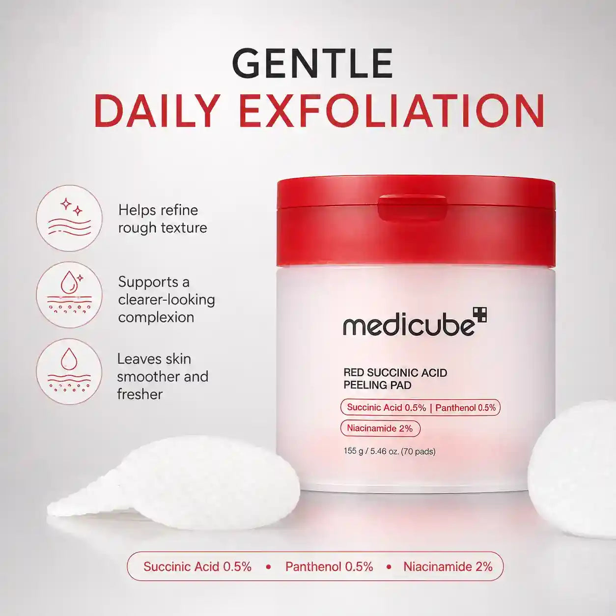 Medicube Red Succinic Acid Peeling Pads 70pcs