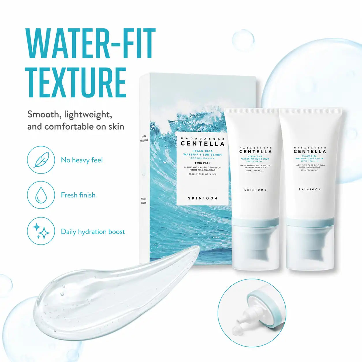 SKIN1004 Hyalu-Cica Water-Fit Sun Serum Twin Pack 50ml x 2