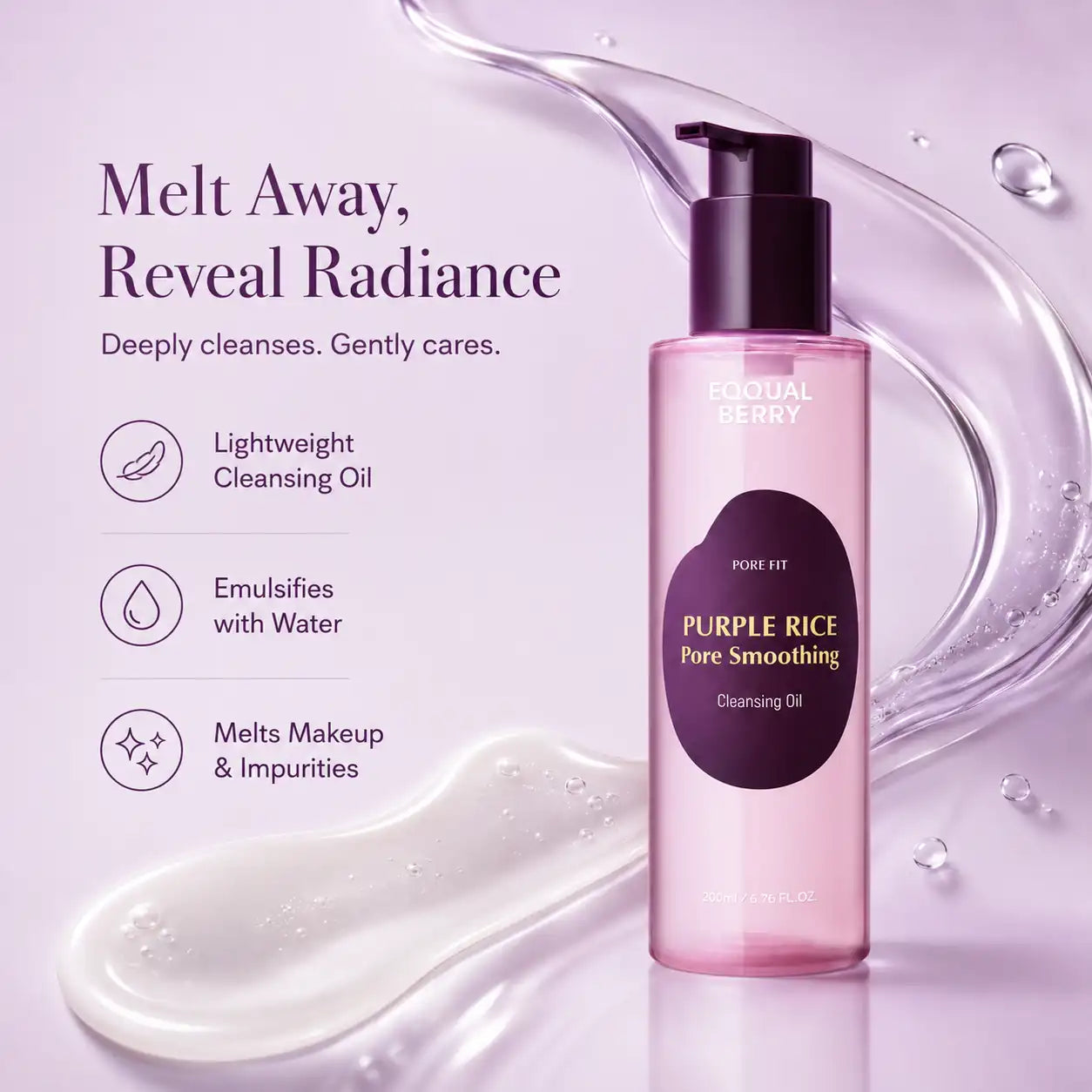 EQQUALBERRY Purple Rice Pore Smoothing Cleansing Oil 200ml