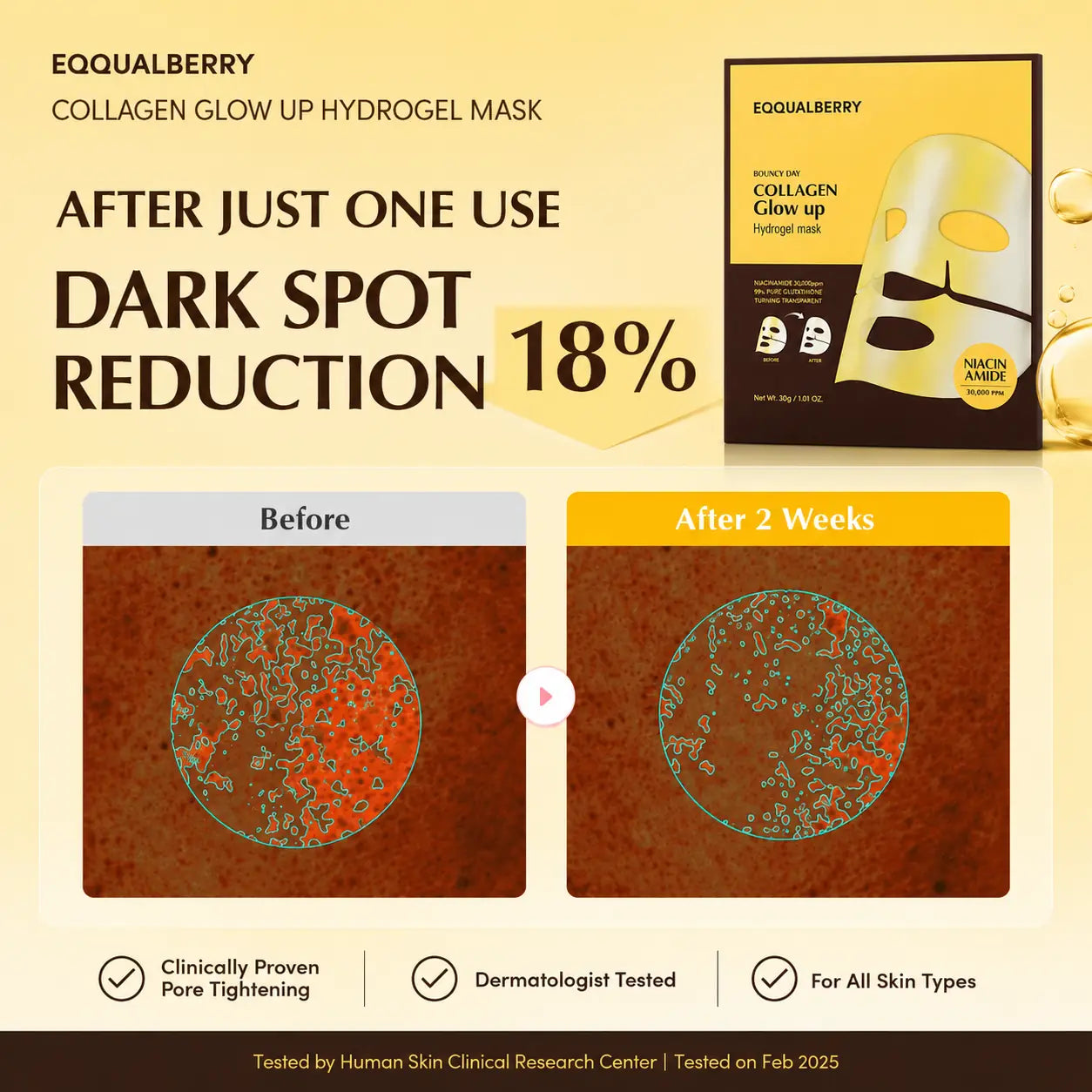 EQQUALBERRY Collagen Glow Up Hydrogel Mask 30g 1pc