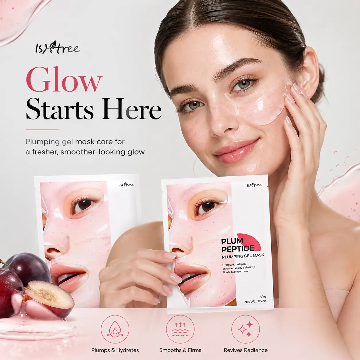 Isntree Plum Peptide Plumping Gel Mask x4 30g