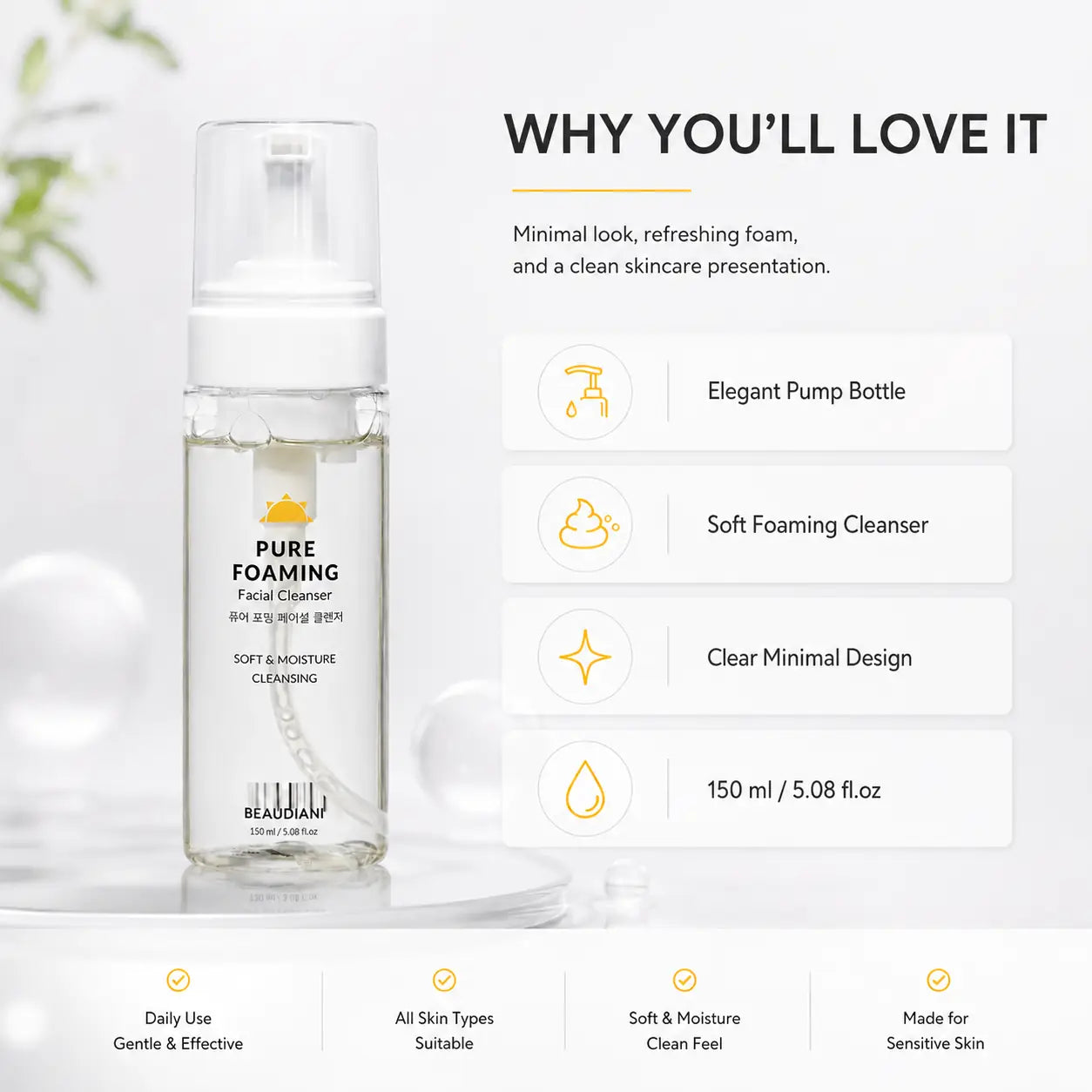 BEAUDIANI Pure Foaming Facial Cleanser 150ml