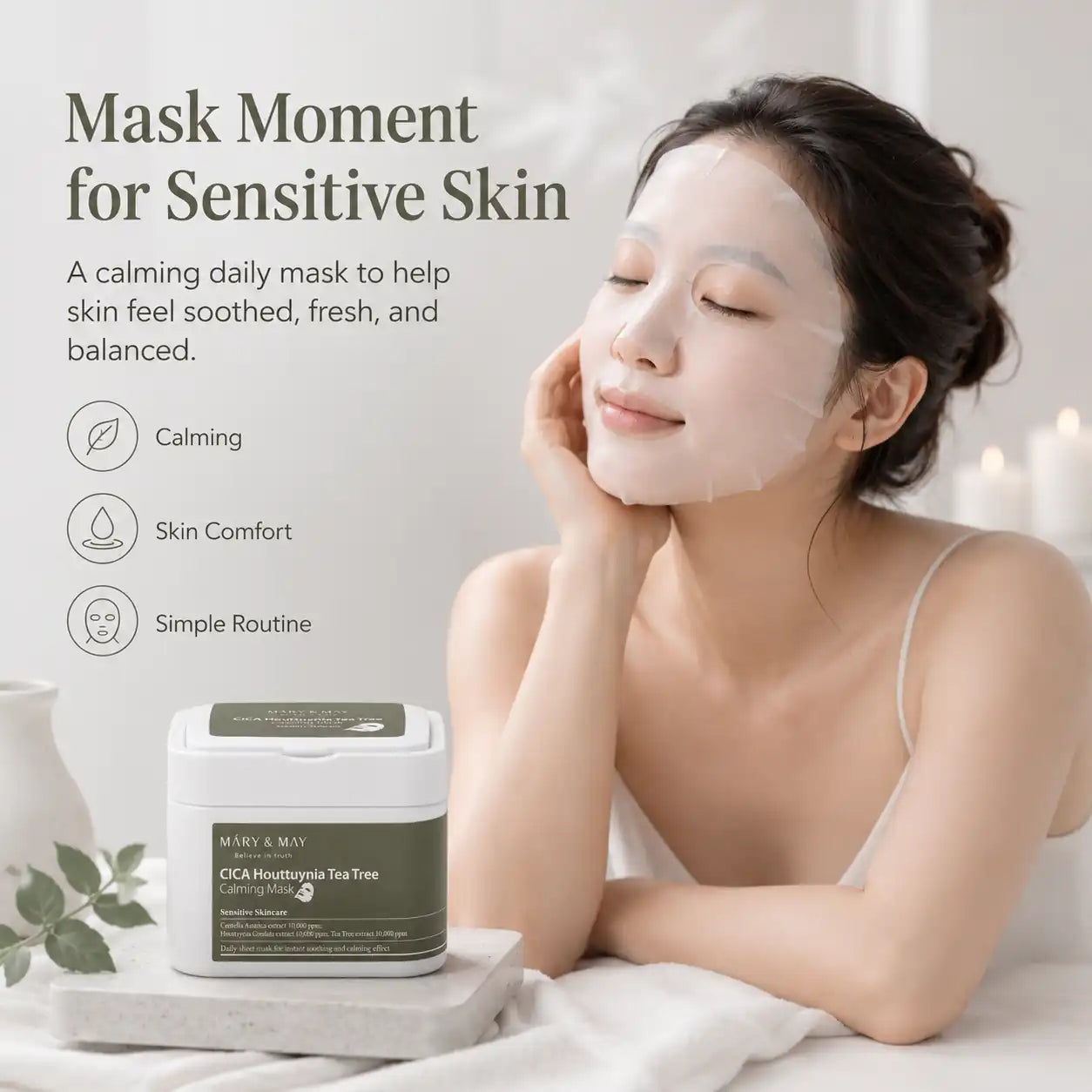 Mary&May CICA Houttuynia Cordata Tea Tree Calming Mask Pack 30 Sheets