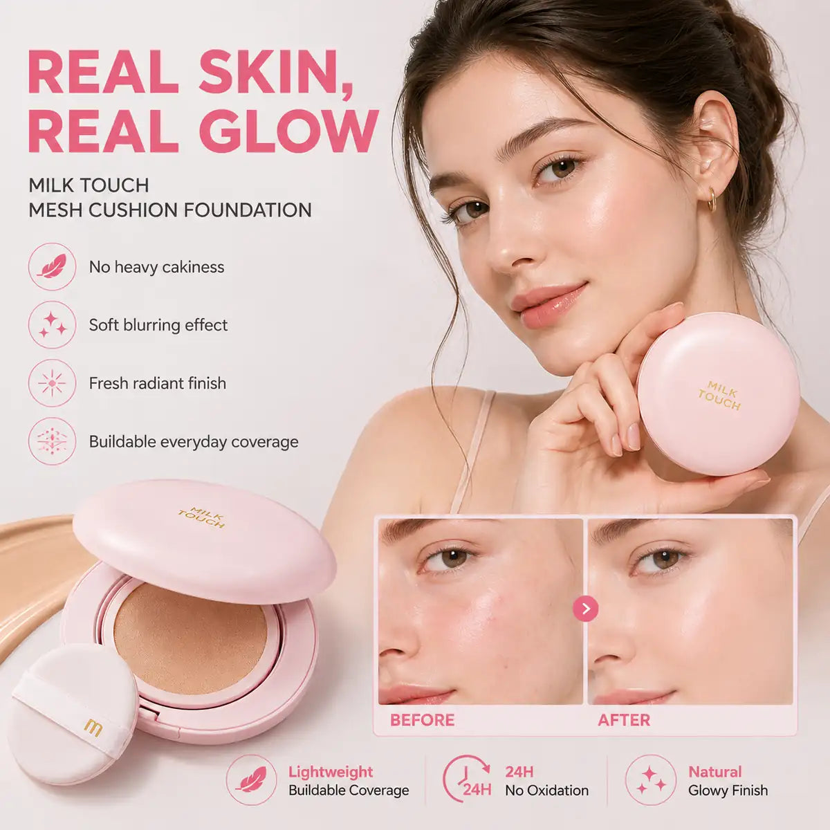 Milk Touch All Day Skin Fit Milky Glow Cushion 15G