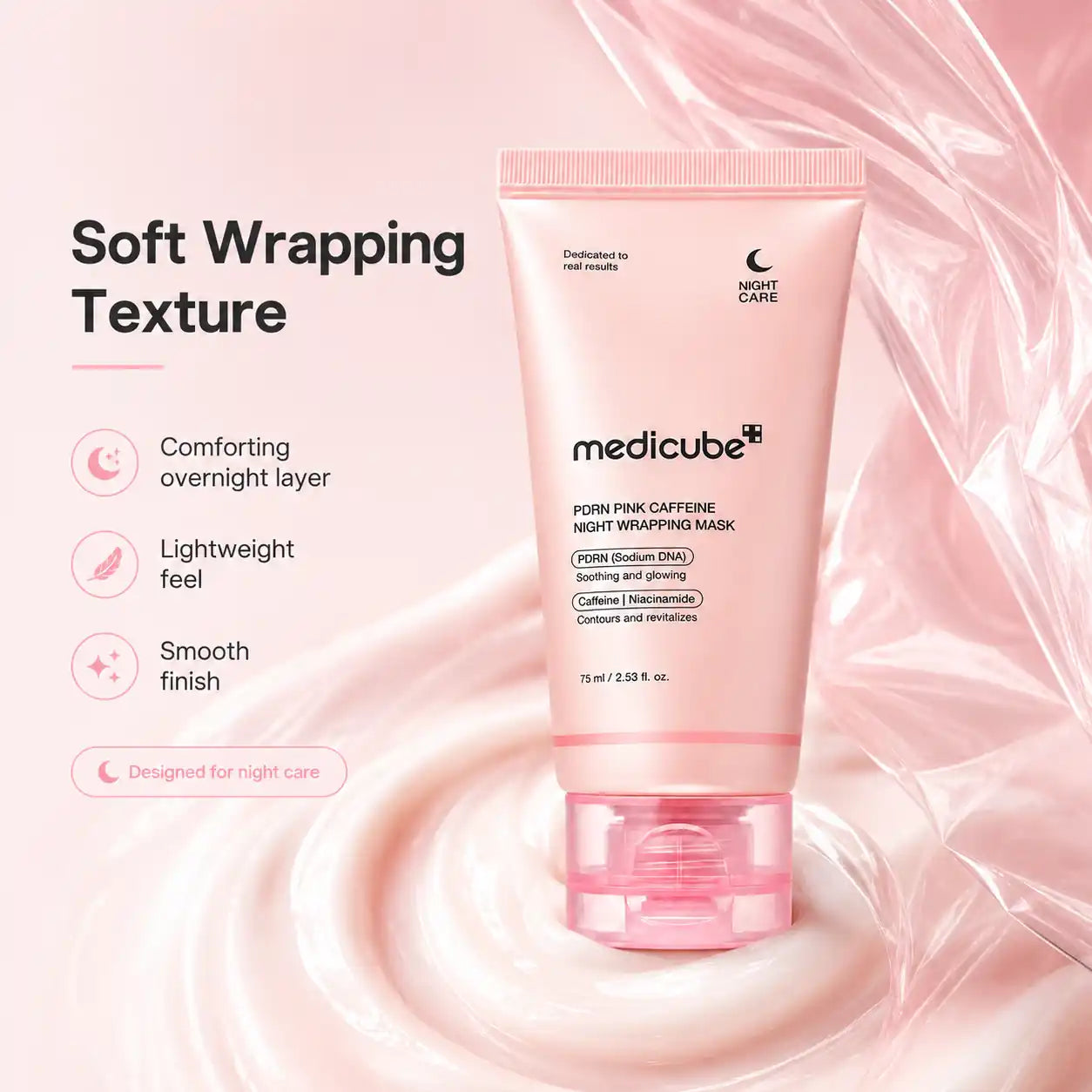 Medicube PDRN Pink Caffeine Overnight Wrapping Mask 75ml
