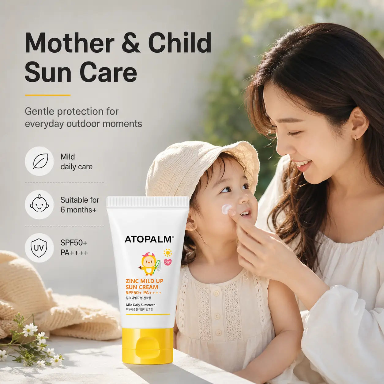 ATOPALM Zinc Mild Up Sun Cream SPF50+ PA++++ 65g