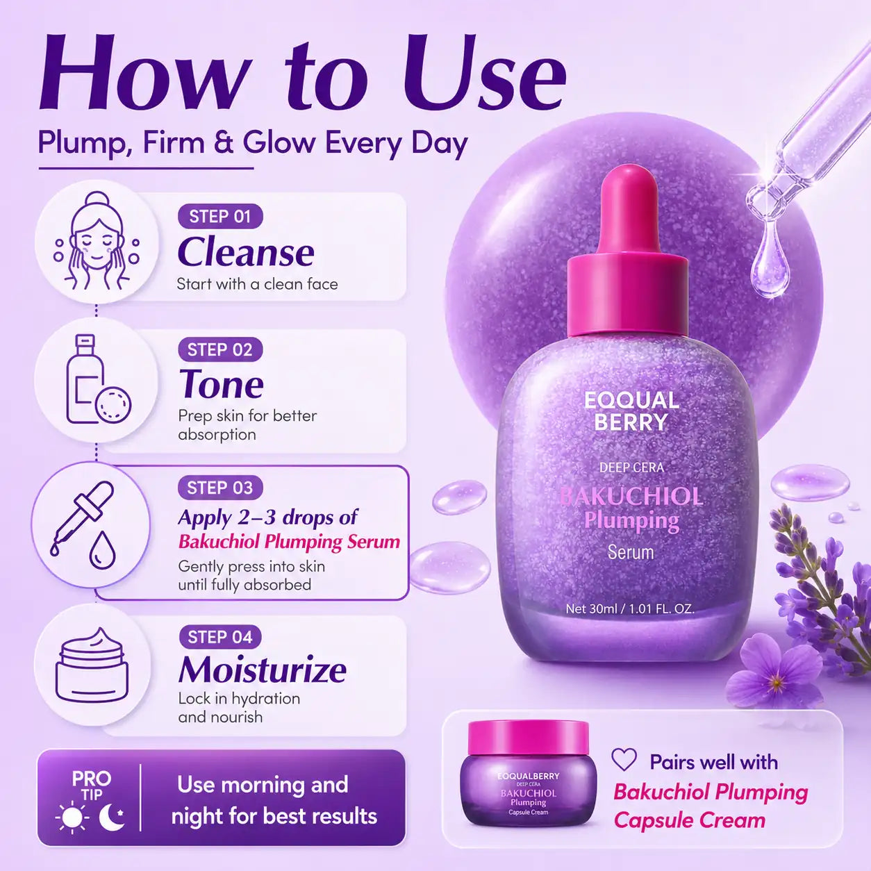 EQQUALBERRY Bakuchiol Plumping Serum 30ml