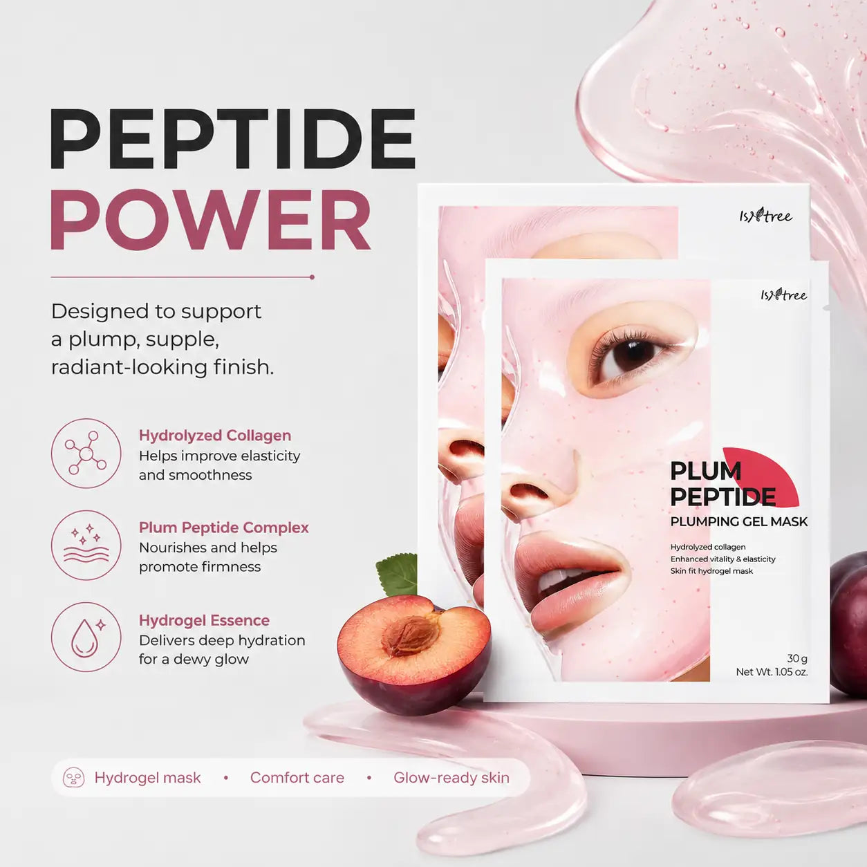 Isntree Plum Peptide Plumping Gel Mask 30g