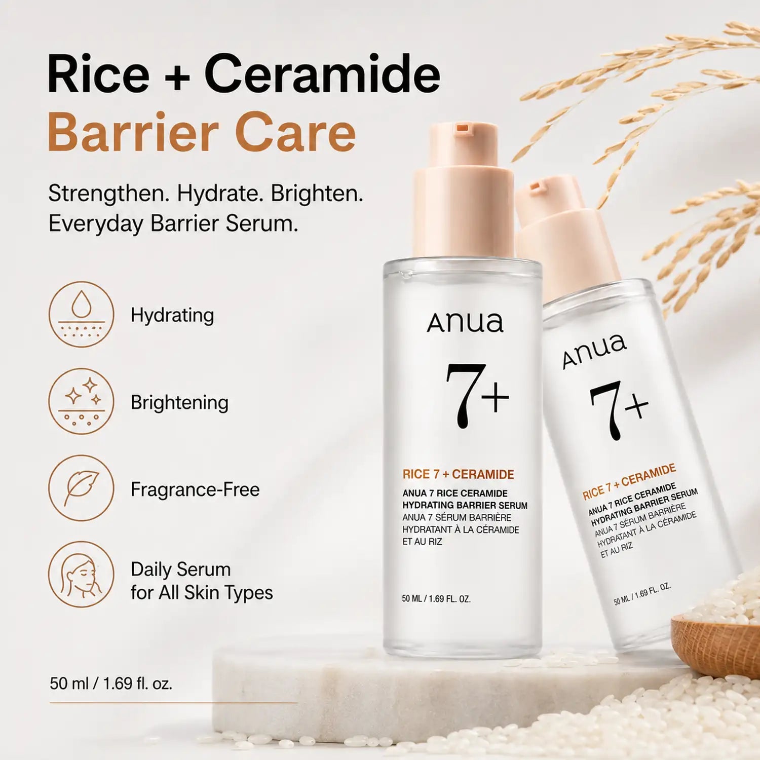 ANUA 7 Rice Ceramide Hydrating Barrier Serum 50ml