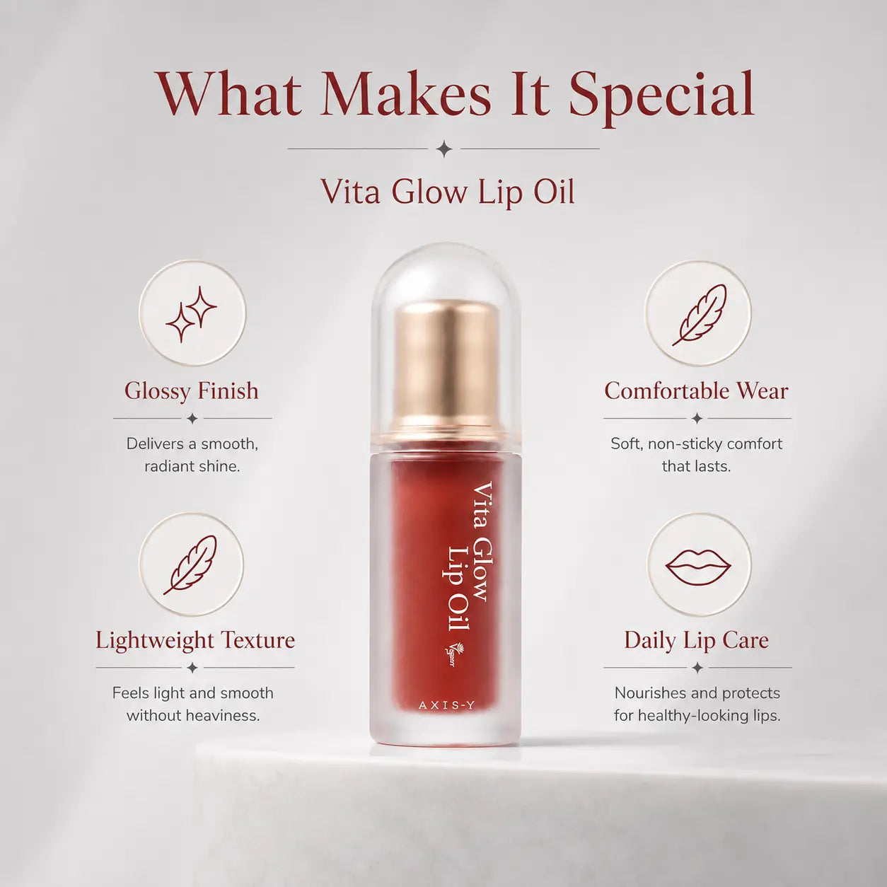 AXIS-Y Vegan Lip Oil for Glowing Lips 3 Colors 4.5g