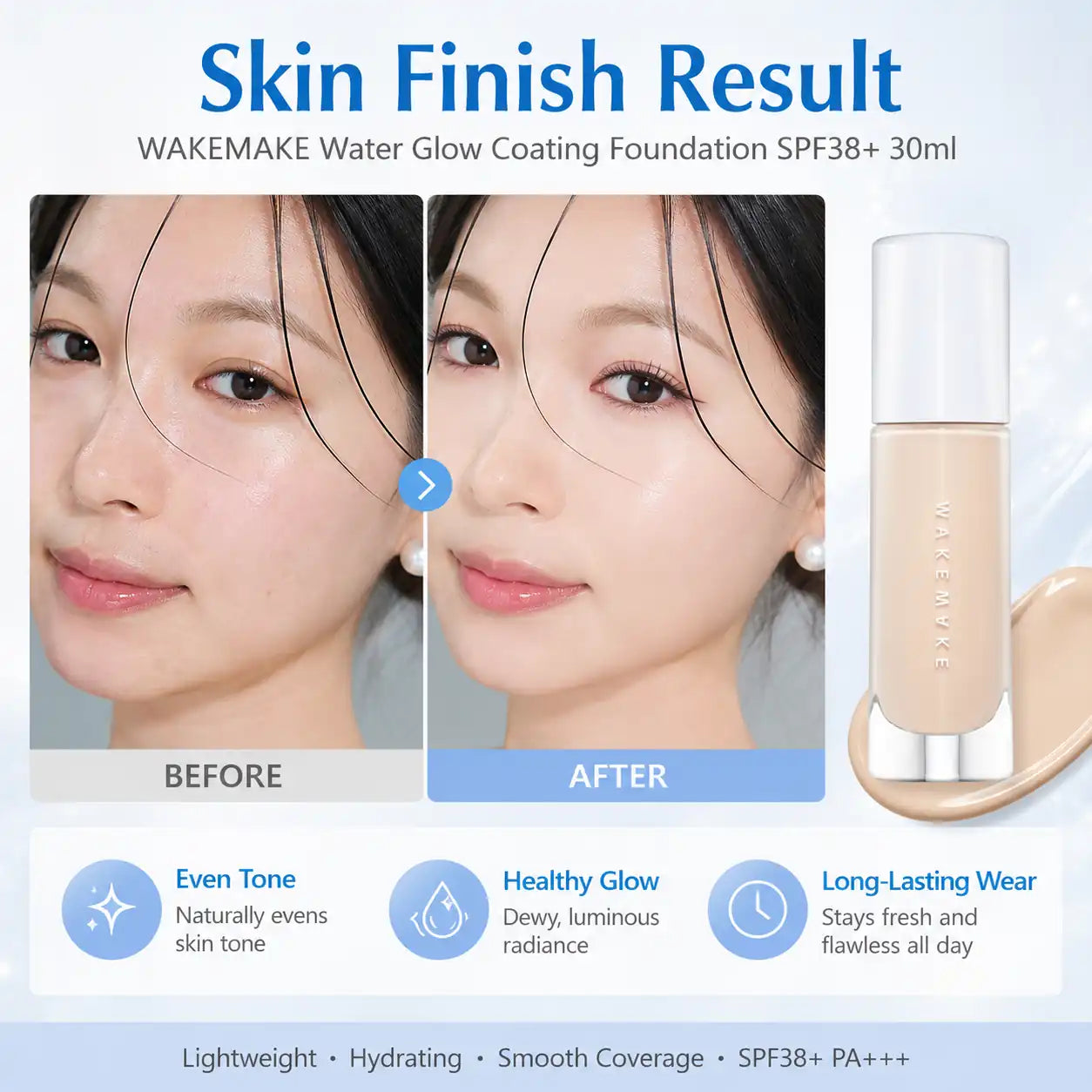WAKEMAKE Water Glow Coating Foundation SPF38+ 30ml