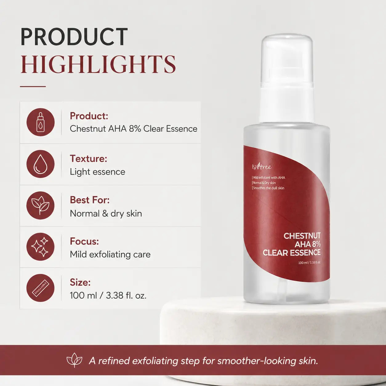 Isntree Chestnut AHA 8% Clear Essence 100ml