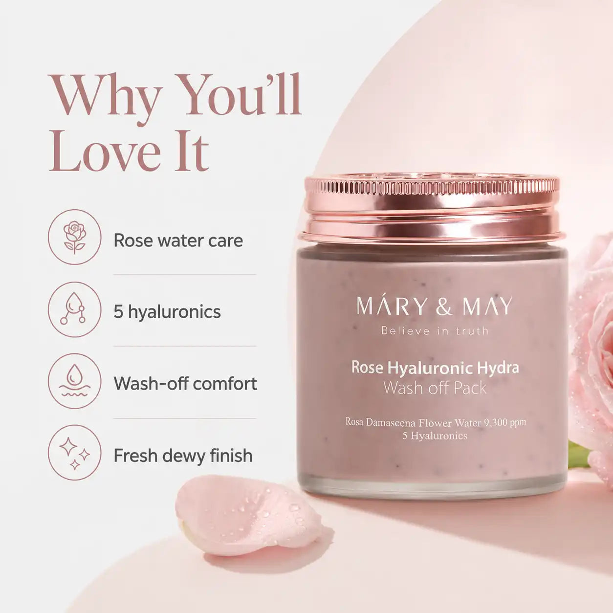 Mary&May Rose Hyaluronic Hydra Wash Off Pack 125g