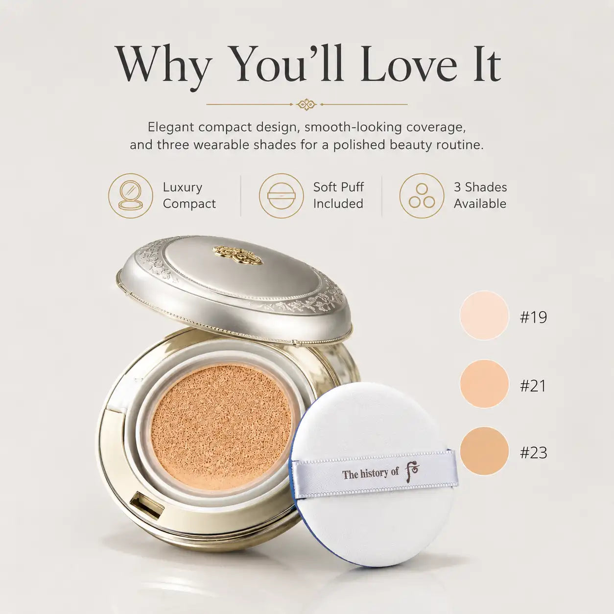 The History of Whoo Gongjinhyang Radiant White Moisture Cushion Foundation 2EA