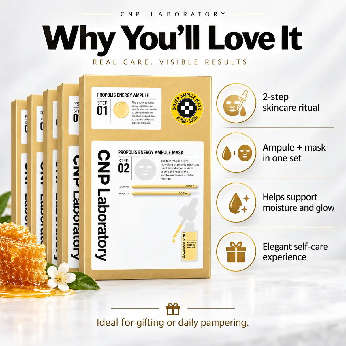 CNP Laboratory 2 Step Propolis Energy Active Ampule Mask ( ) 5 Sheets