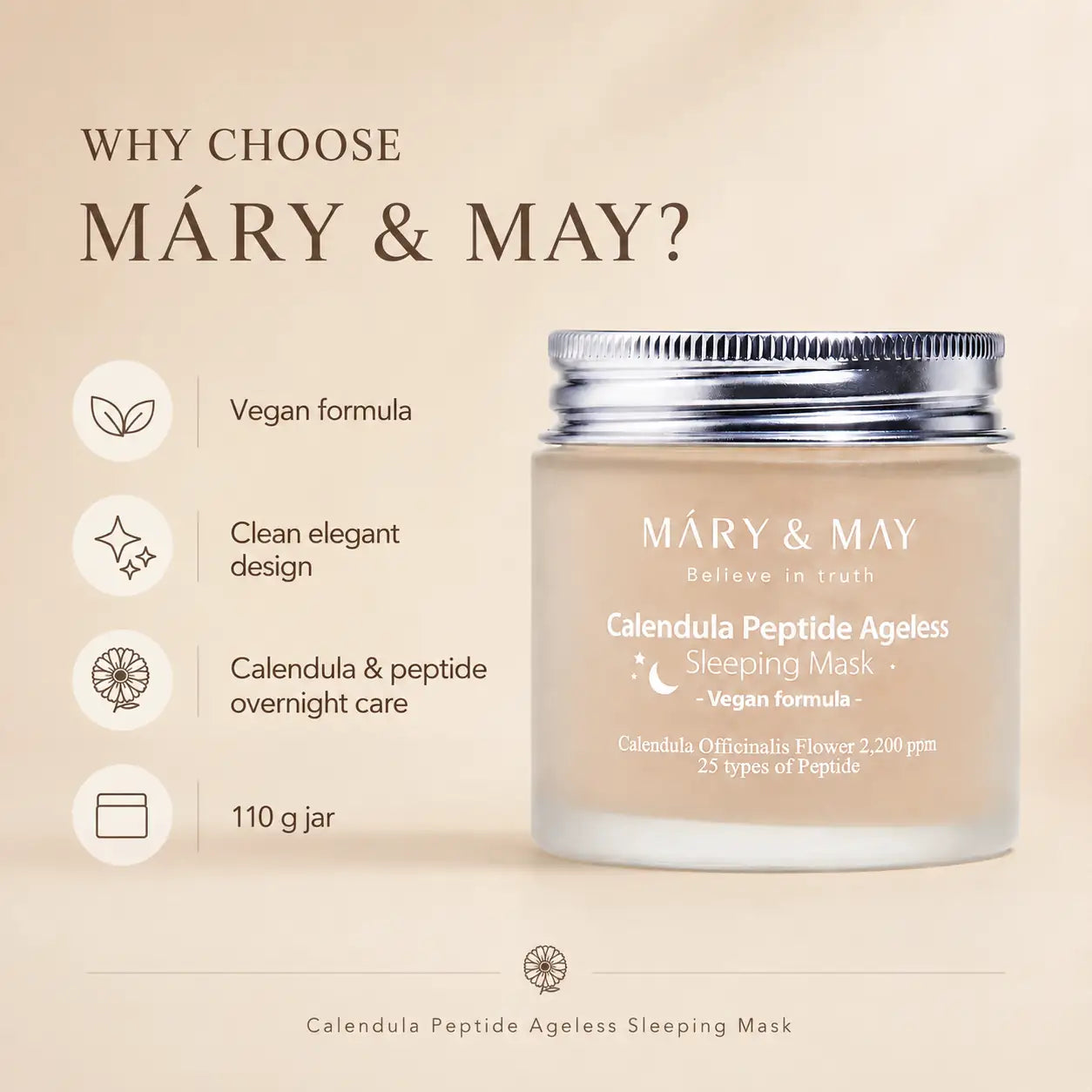 Mary&May Calendula Peptide Ageless Sleeping Mask 110g