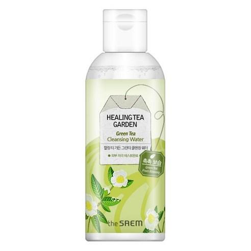 the flip-top cap on the The Saem Green Tea Cleansing Water bottle
