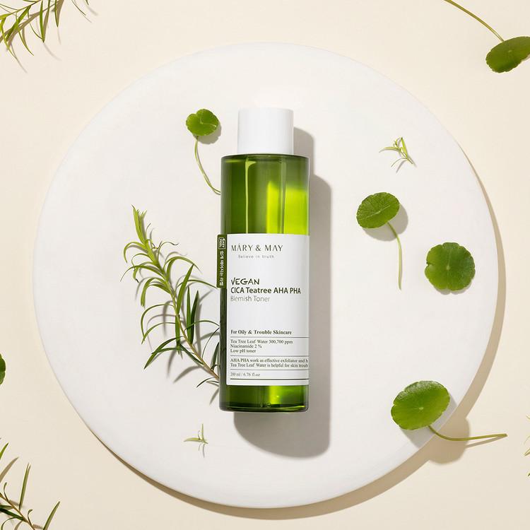 Mary&May Vegan CICA Tea Tree AHA PHA Blemish Toner 200ml Korean toner product image