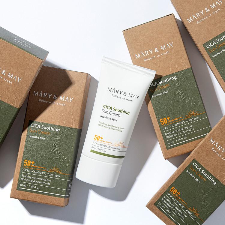 Mary&May CICA Soothing Sun Cream SPF50+ PA++++ 50ml Korean sunscreen product image