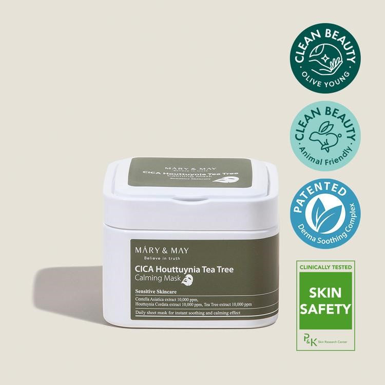 Mary&May CICA Houttuynia Cordata Tea Tree Calming Mask Pack 30 Sheets Korean toner product image