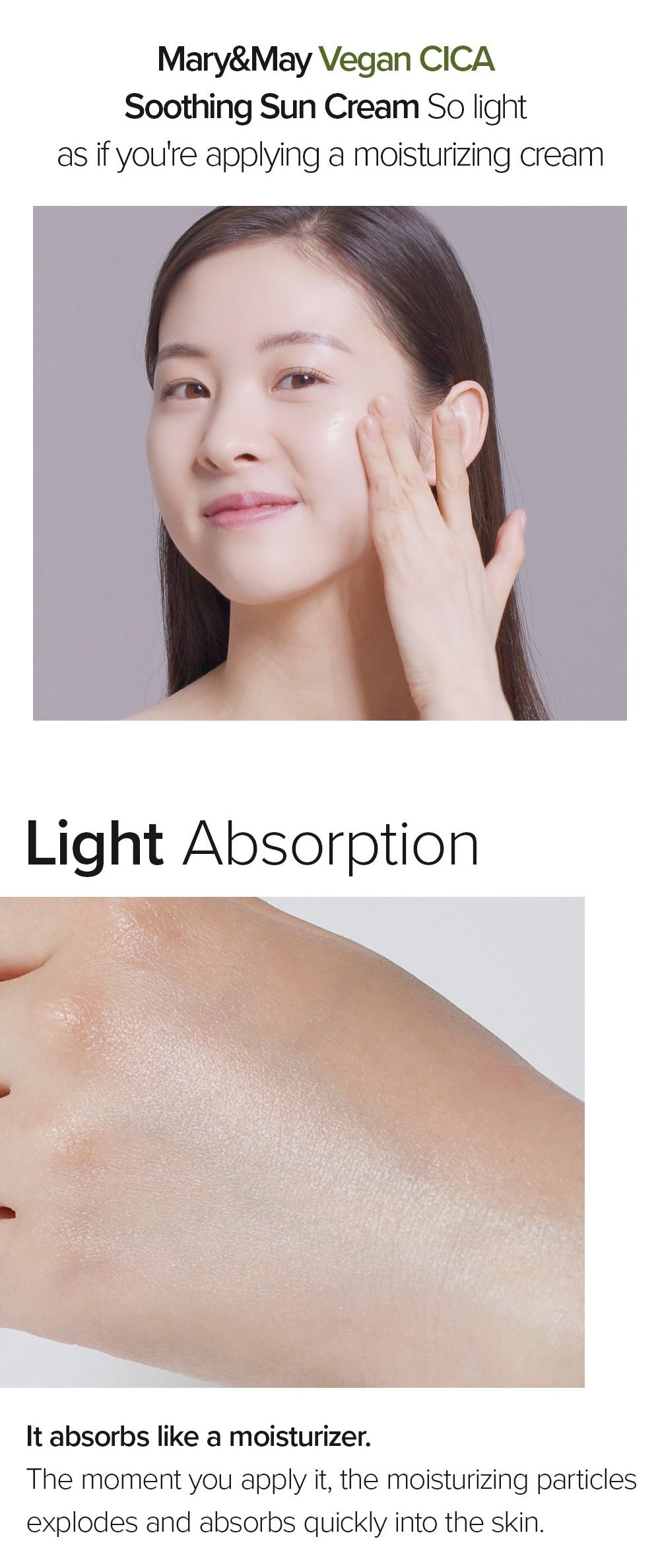 Mary&May CICA Soothing Sun Cream SPF50+ PA++++ 50ml Korean sunscreen product image