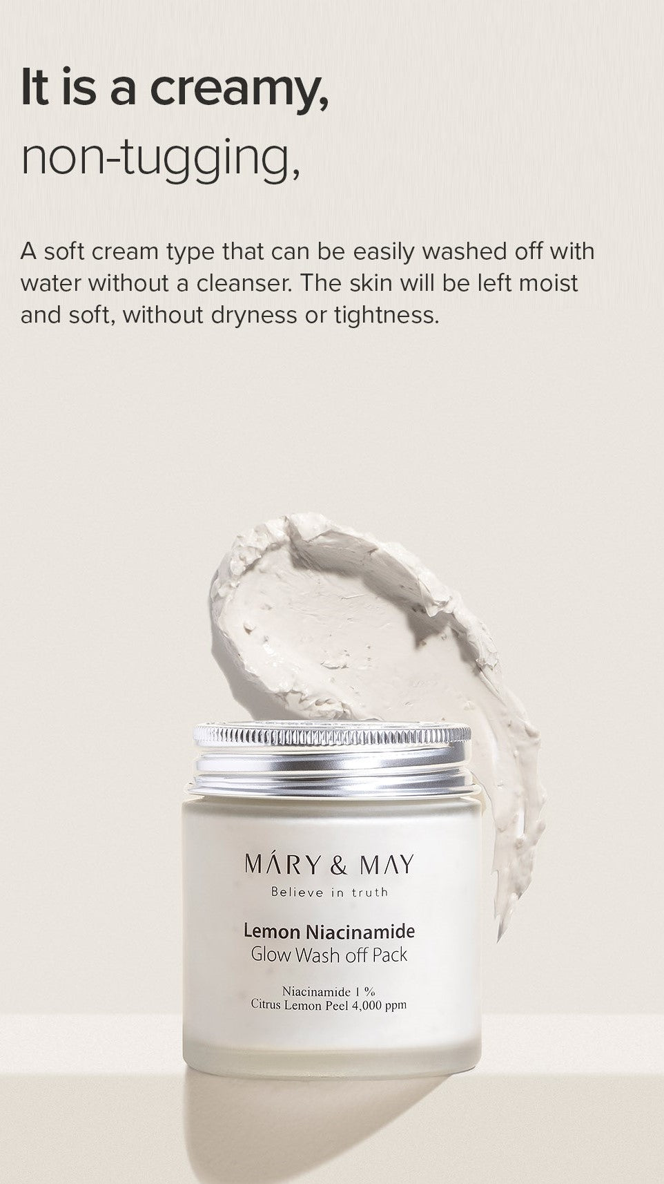 Mary&May Lemon Niacinamide Glow Wash Off Pack 125g Korean skincare product image