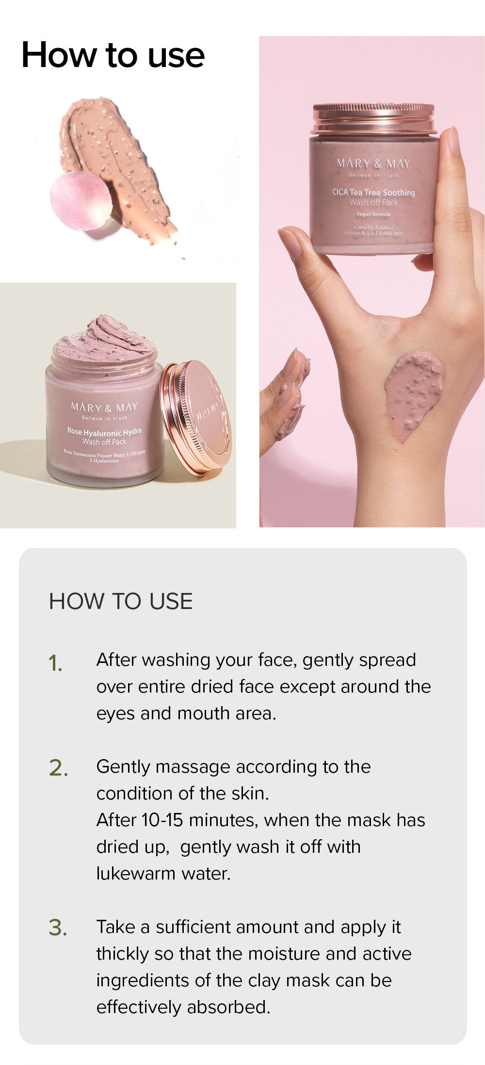 Mary&May Rose Hyaluronic Hydra Wash Off Pack 125g Korean skincare product image