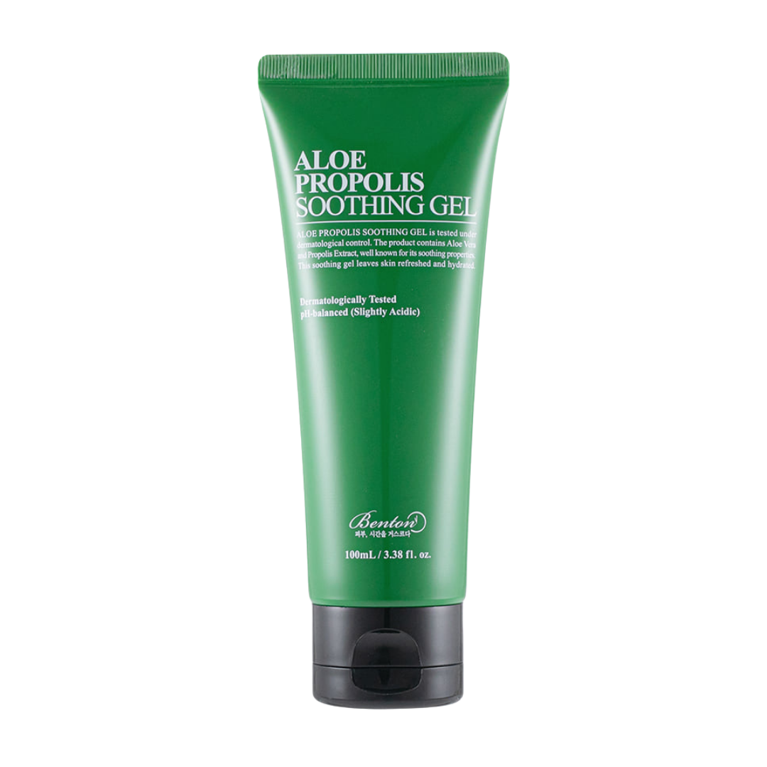 Aloe Propolis Soothing Gel texture swatch showing clear gel consistency