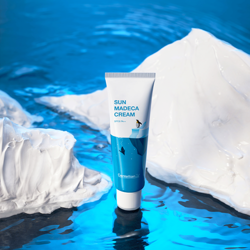 Centellian24 Sun Madeca Cream 50ml lifestyle shot on shelf