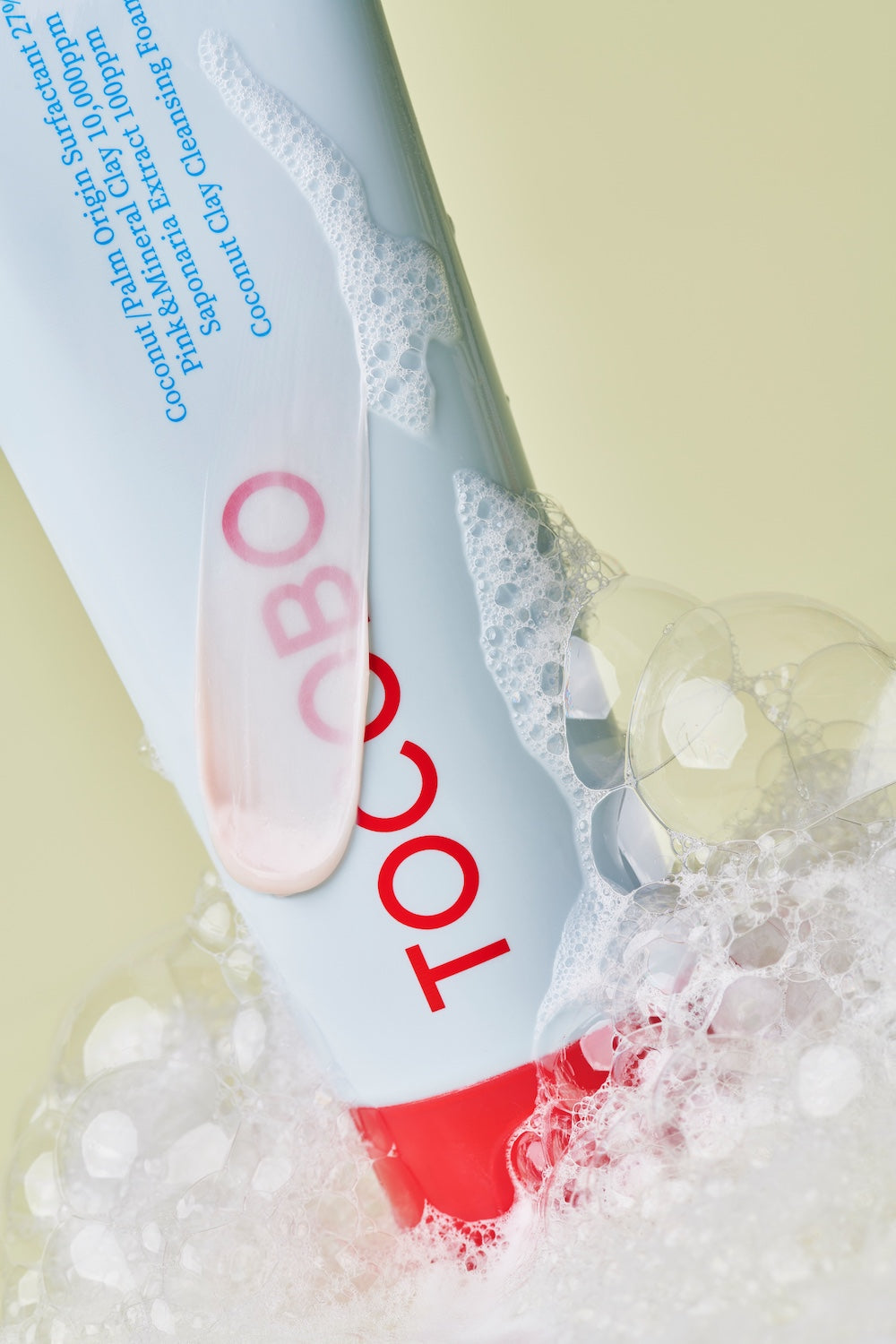 Full ingredient list on cleansing foam packaging