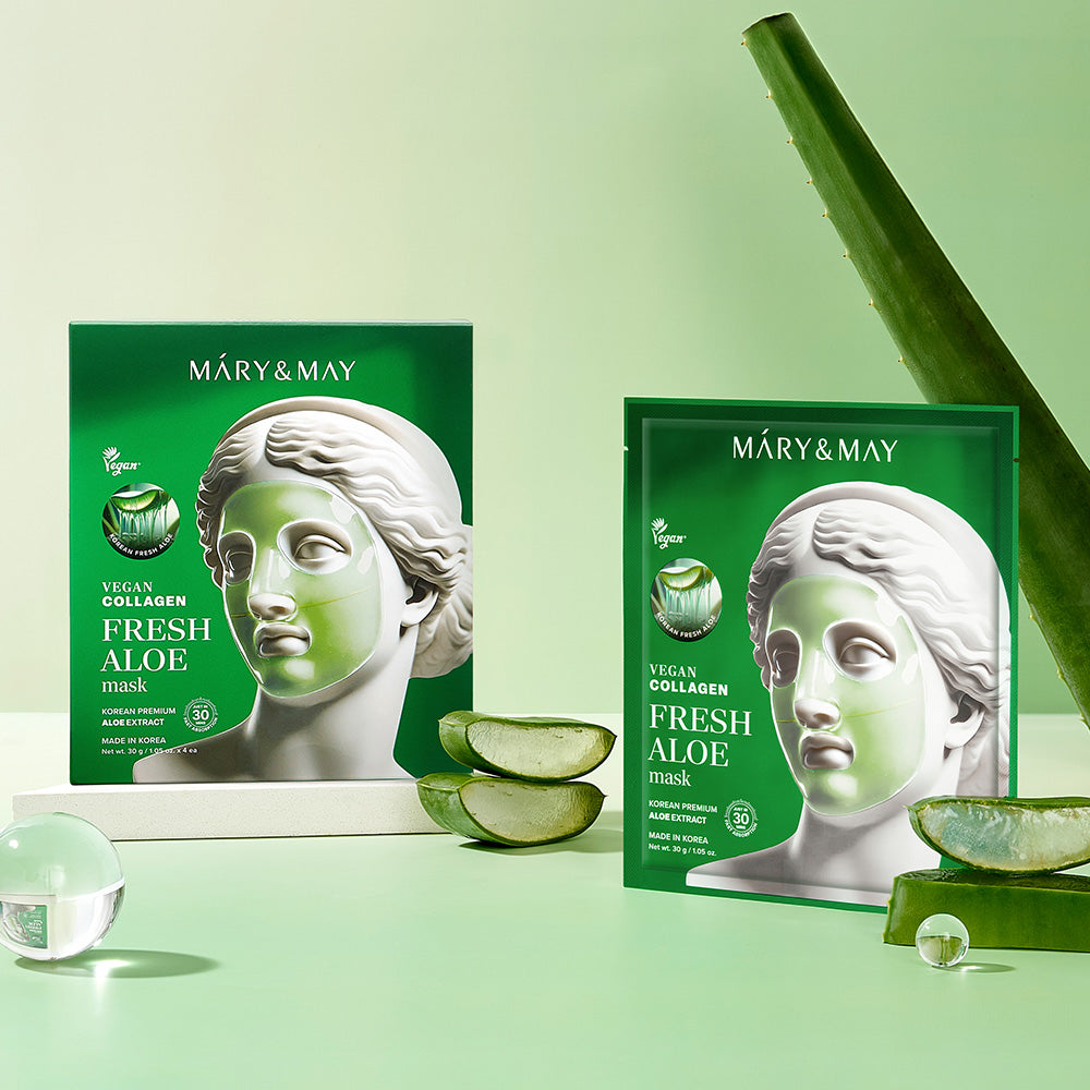Mary&May Vegan Collagen Fresh Aloe Mask (30g x4) Korean toner product image
