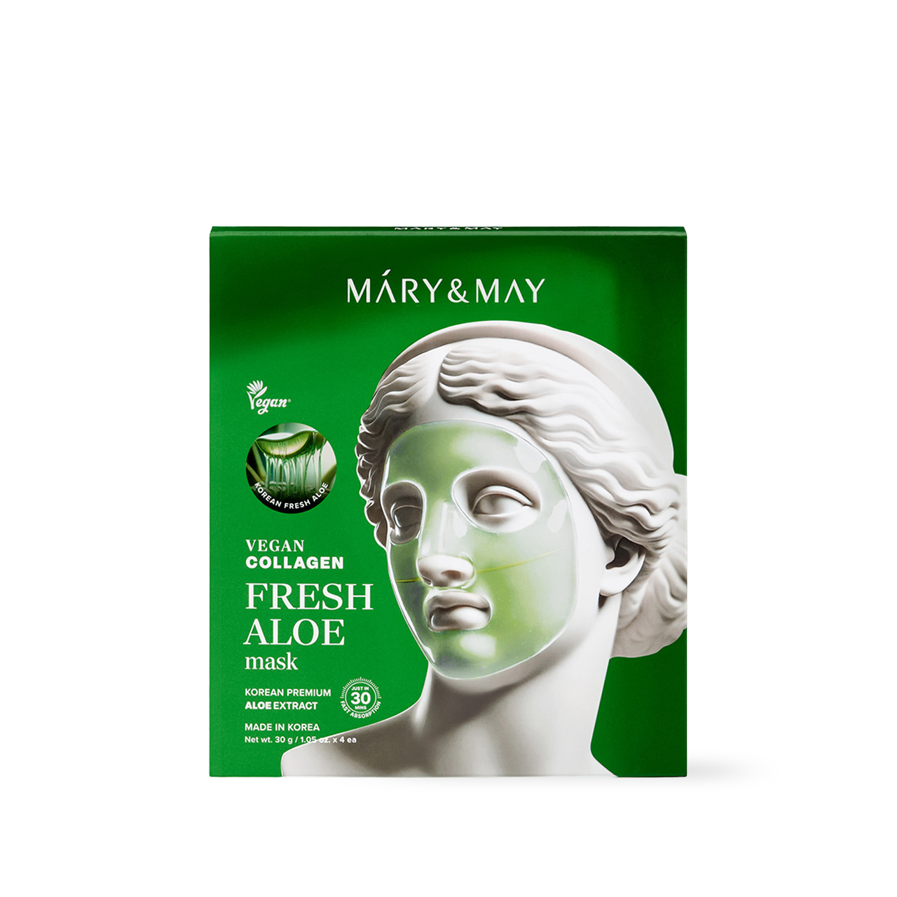 Mary&May Vegan Collagen Fresh Aloe Mask (30g x4) 30gx4 Korean toner product image