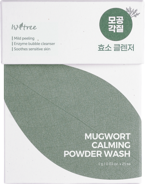 Powder cleanser being poured into wet palm