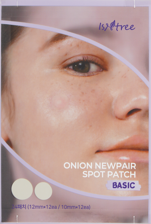 Isntree Onion Newpair Spot Patch applied to blemish on cheek