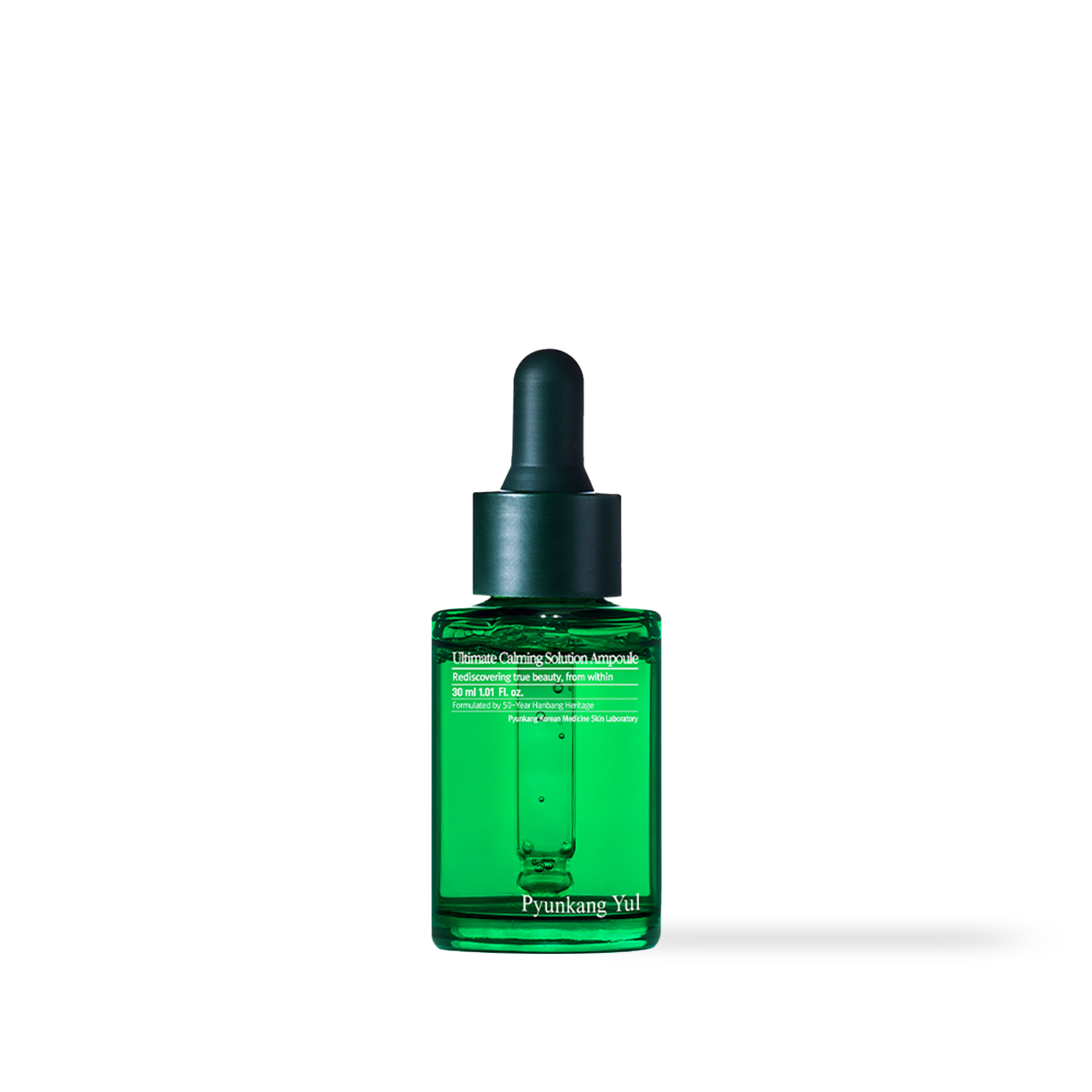 Calming ampoule bottle cap removed showing dropper