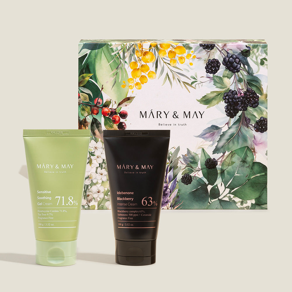 Mary&May Soothing Gel Cream+Idebenone Blackberry Cream Duo Set 100g x2 Korean skincare product image